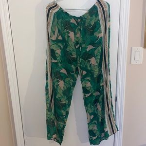 Bathing suit pants cover in a fun tropical print!